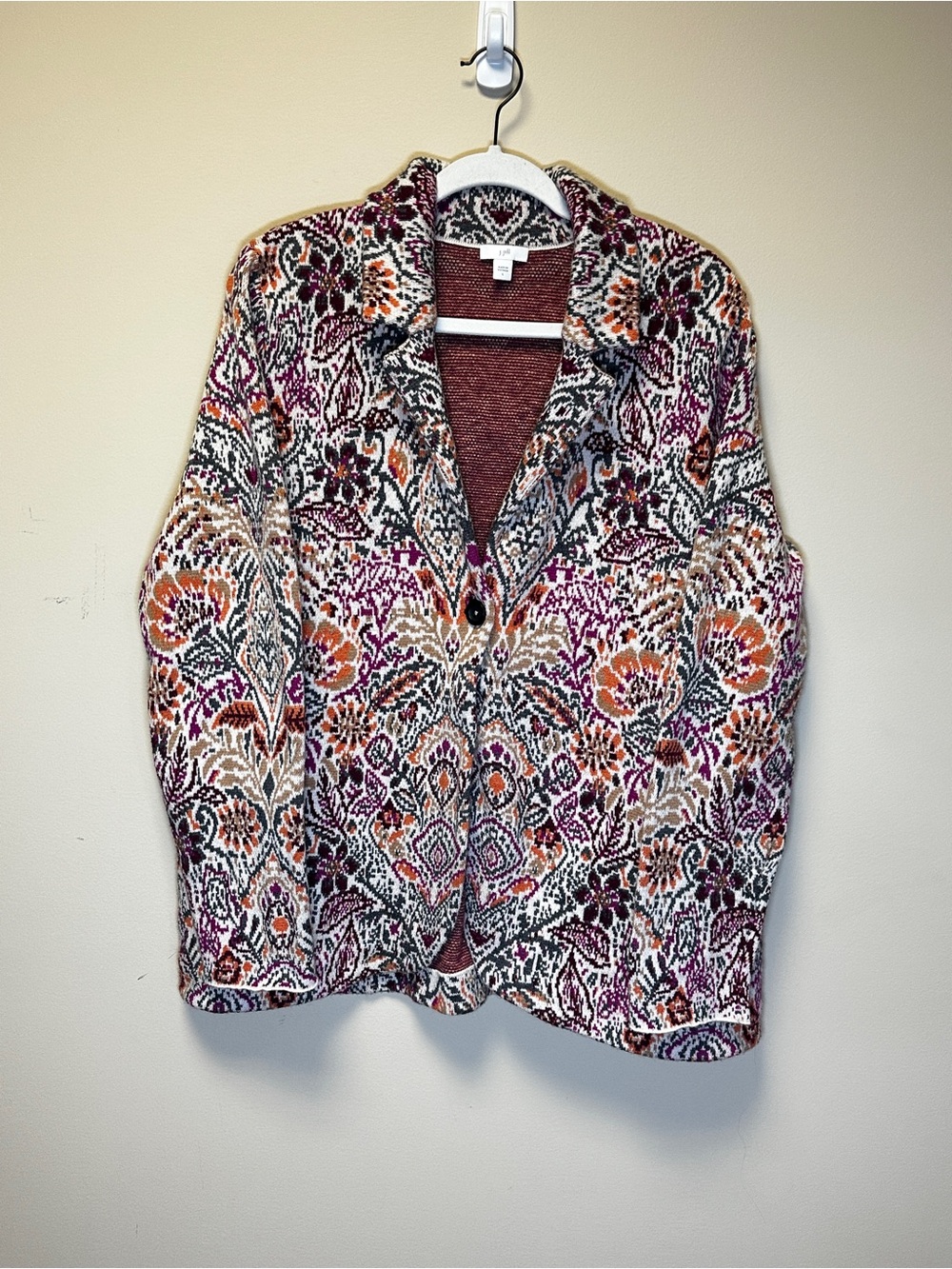 J.Jill Women’s L Cardigan Sweater/Blazer Boho Paisley Print Button Front
